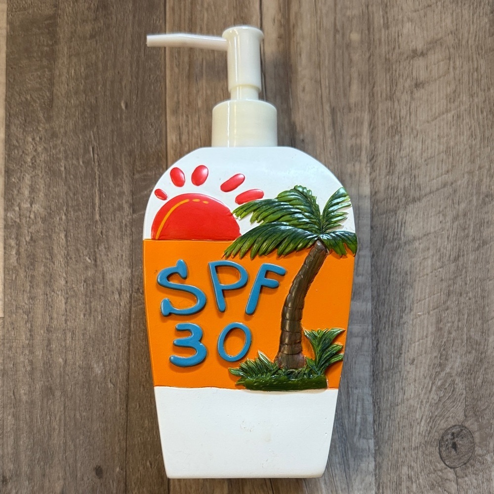 SPF 30 Suncare Lotion Decorative Dispenser with Pump - Orange & White - Picture 4 of 11